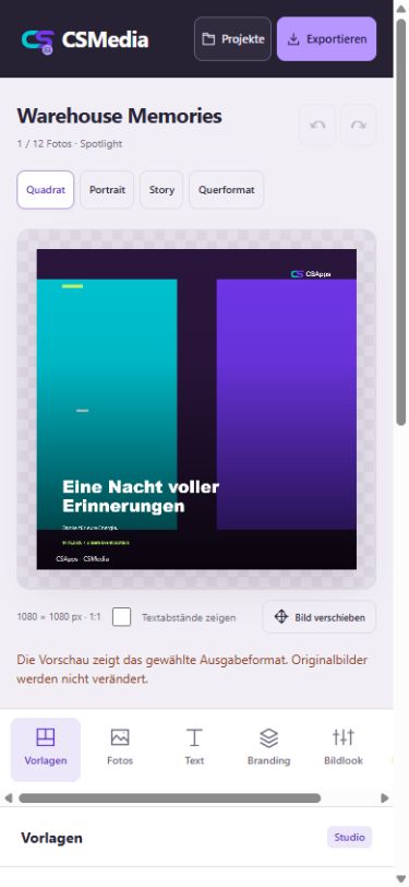 CSMedia: aktuelle Appansicht